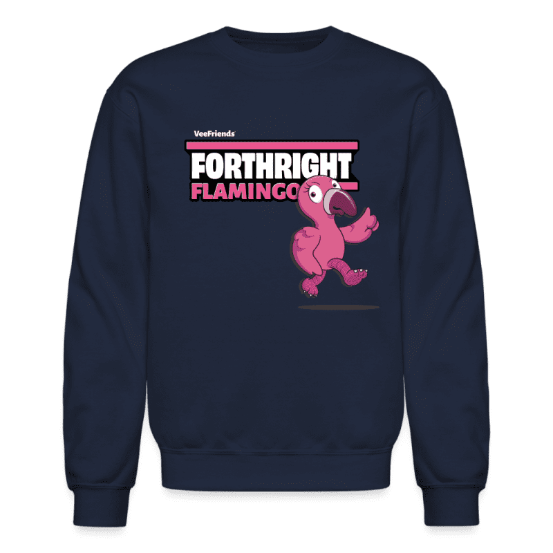 Forthright Flamingo Character Comfort Adult Crewneck Sweatshirt - navy