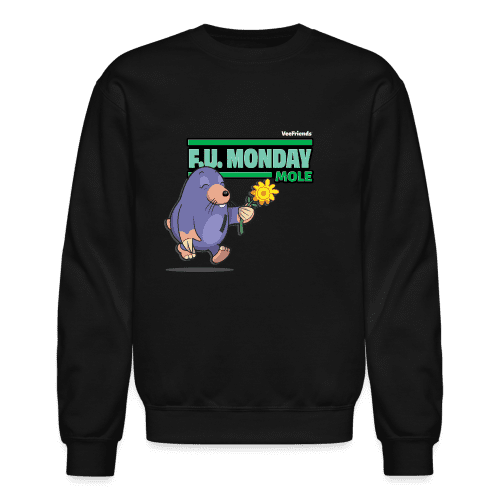 F.U. Monday Mole Character Comfort Adult Crewneck Sweatshirt - black