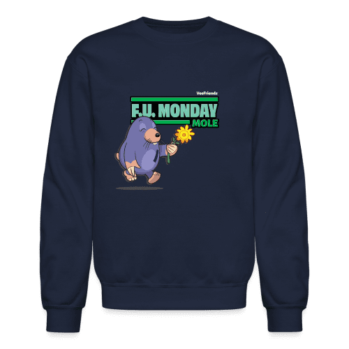 F.U. Monday Mole Character Comfort Adult Crewneck Sweatshirt - navy