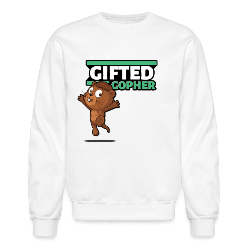 Gifted Gopher Character Comfort Adult Crewneck Sweatshirt - white