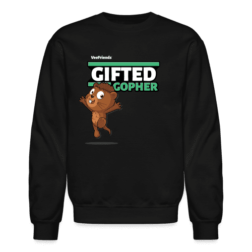 Gifted Gopher Character Comfort Adult Crewneck Sweatshirt - black