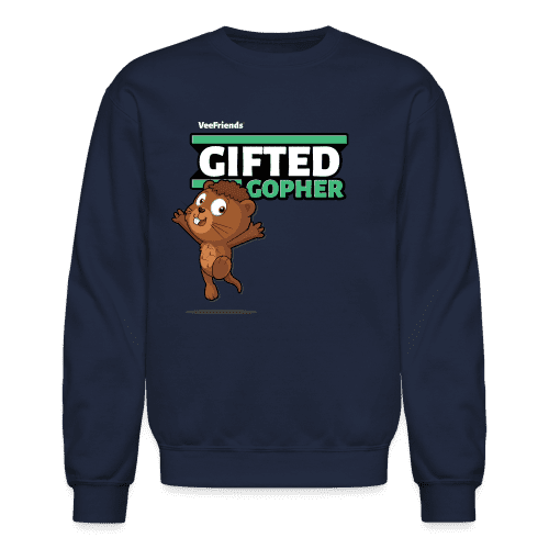 Gifted Gopher Character Comfort Adult Crewneck Sweatshirt - navy