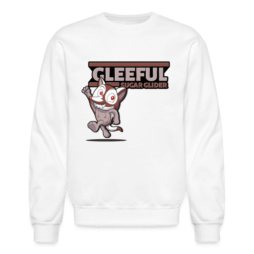 Gleeful Sugar Glider Character Comfort Adult Crewneck Sweatshirt - white