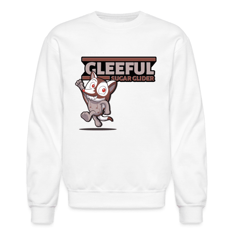 Gleeful Sugar Glider Character Comfort Adult Crewneck Sweatshirt - white