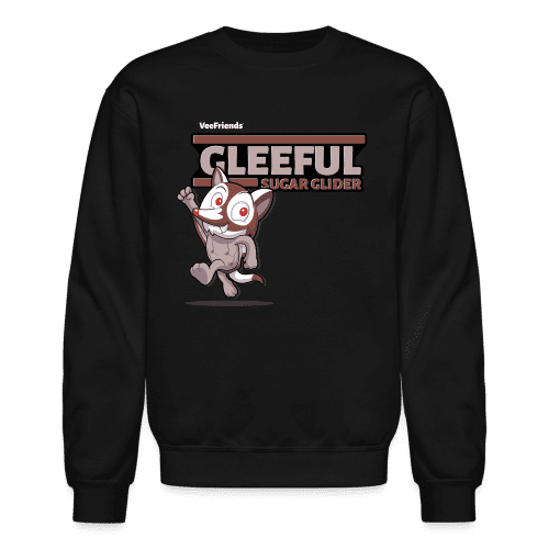 Gleeful Sugar Glider Character Comfort Adult Crewneck Sweatshirt - black