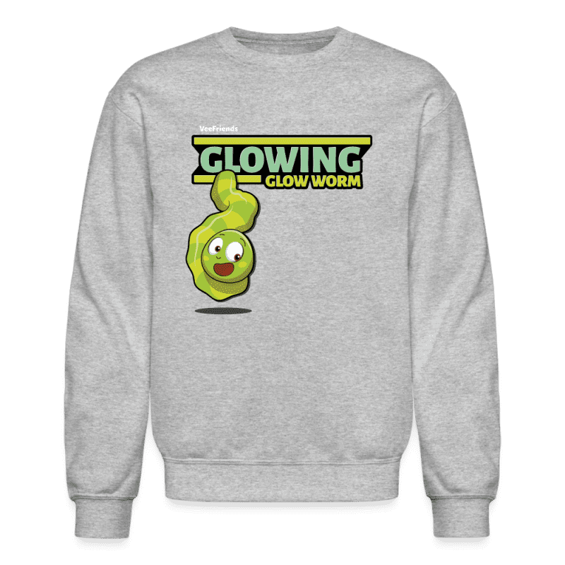 Glowing Glow Worm Character Comfort Adult Crewneck Sweatshirt - heather gray