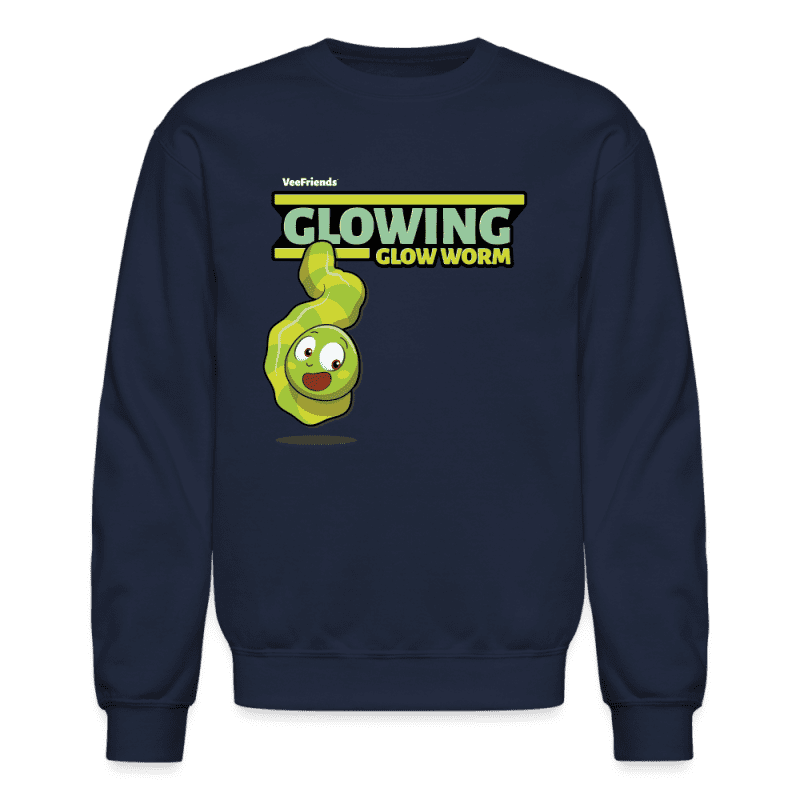 Glowing Glow Worm Character Comfort Adult Crewneck Sweatshirt - navy