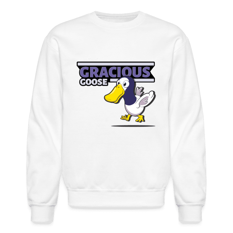 Gracious Goose Character Comfort Adult Crewneck Sweatshirt - white