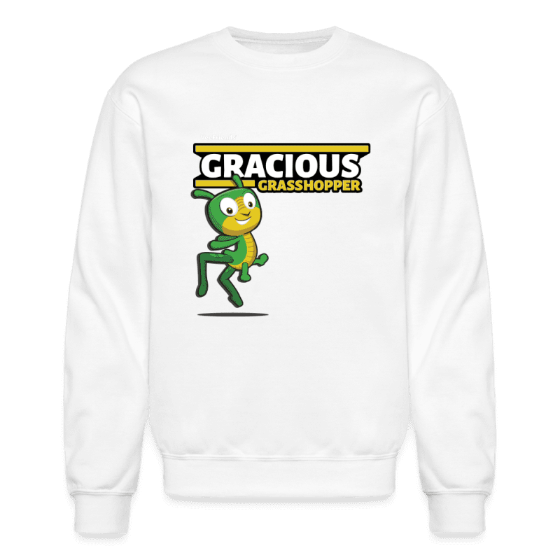 Gracious Grasshopper Character Comfort Adult Crewneck Sweatshirt - white