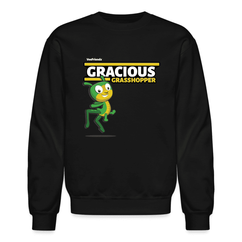 Gracious Grasshopper Character Comfort Adult Crewneck Sweatshirt - black