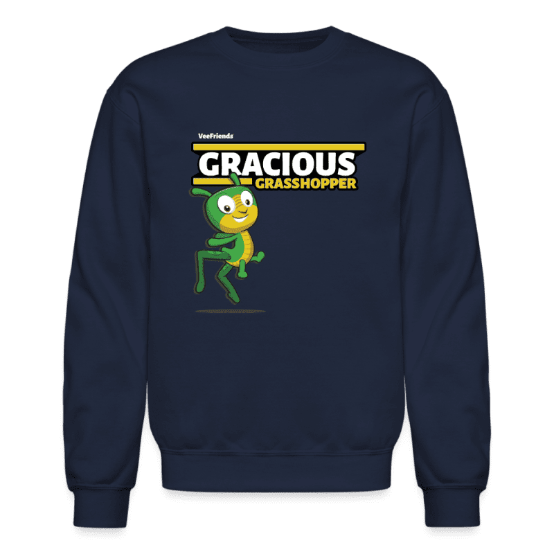 Gracious Grasshopper Character Comfort Adult Crewneck Sweatshirt - navy