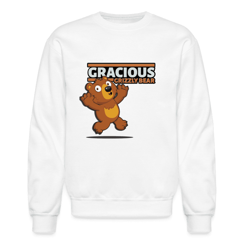 Gracious Grizzly Bear Character Comfort Adult Crewneck Sweatshirt - white