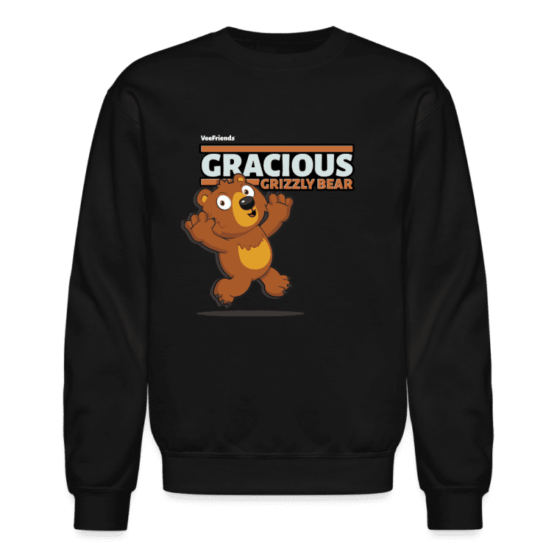 Gracious Grizzly Bear Character Comfort Adult Crewneck Sweatshirt - black