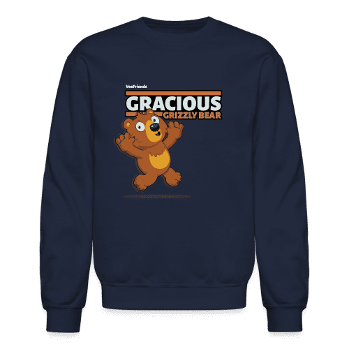 Gracious Grizzly Bear Character Comfort Adult Crewneck Sweatshirt - navy