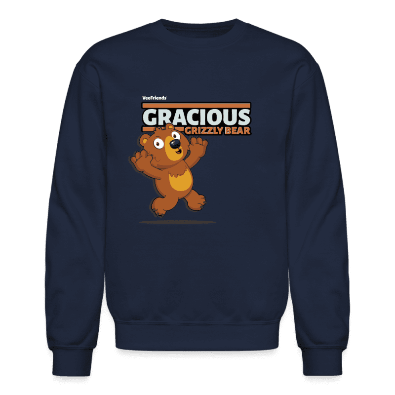 Gracious Grizzly Bear Character Comfort Adult Crewneck Sweatshirt - navy