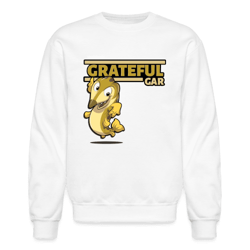 Grateful Gar Character Comfort Adult Crewneck Sweatshirt - white