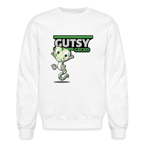 Gutsy Gecko Character Comfort Adult Crewneck Sweatshirt - white