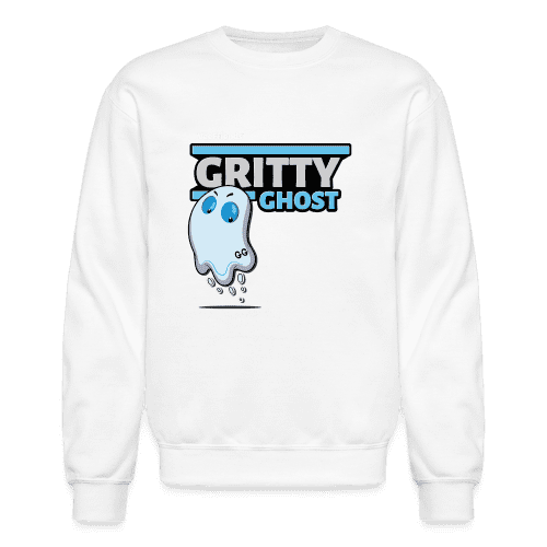 Gritty Ghost Character Comfort Adult Crewneck Sweatshirt - white