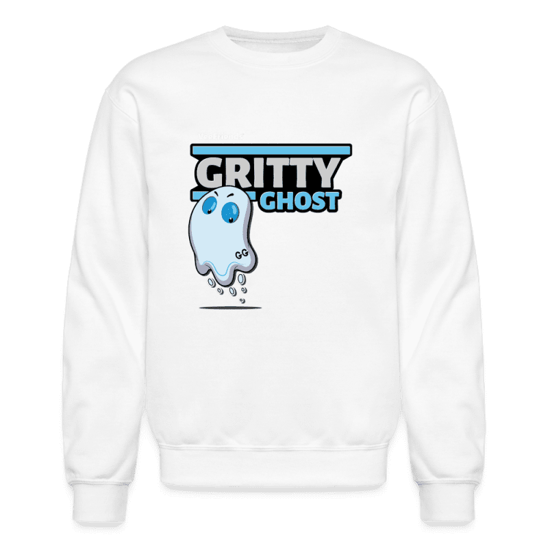 Gritty Ghost Character Comfort Adult Crewneck Sweatshirt - white