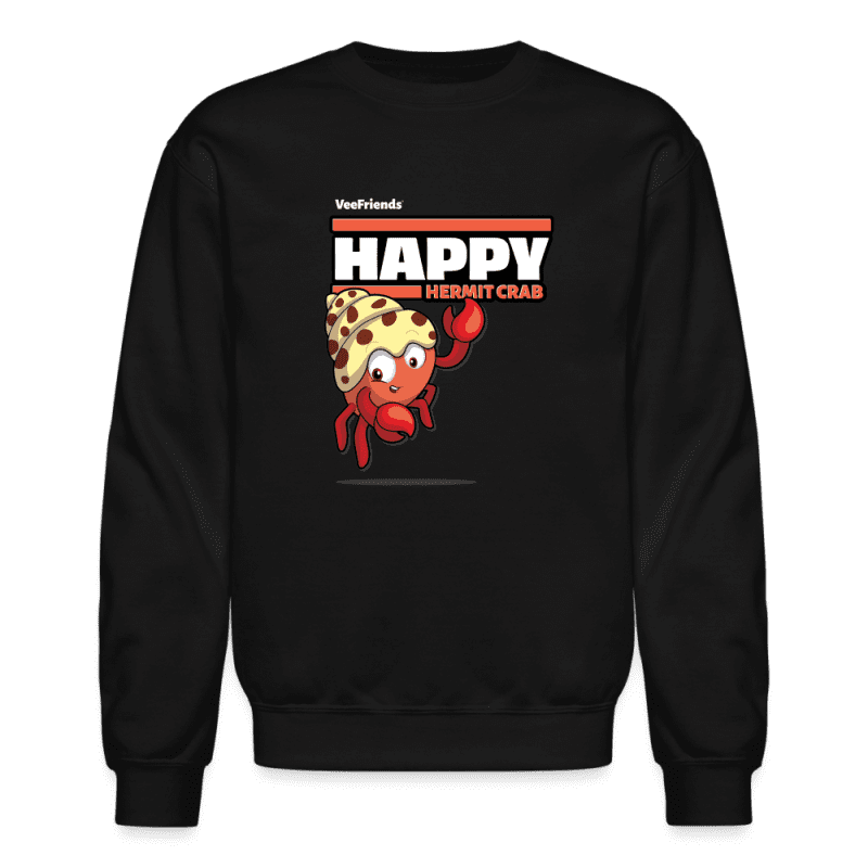 Happy Hermit Crab Character Comfort Adult Crewneck Sweatshirt - black