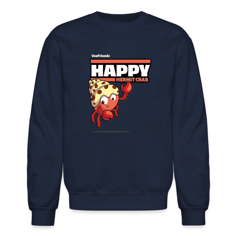 Happy Hermit Crab Character Comfort Adult Crewneck Sweatshirt - navy