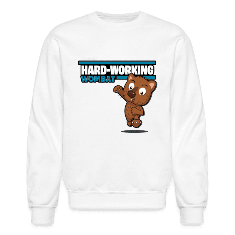 Hard-Working Wombat Character Comfort Adult Crewneck Sweatshirt - white