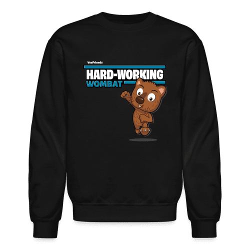 Hard-Working Wombat Character Comfort Adult Crewneck Sweatshirt - black