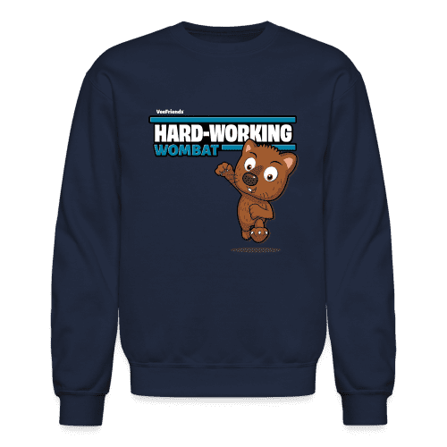 Hard-Working Wombat Character Comfort Adult Crewneck Sweatshirt - navy