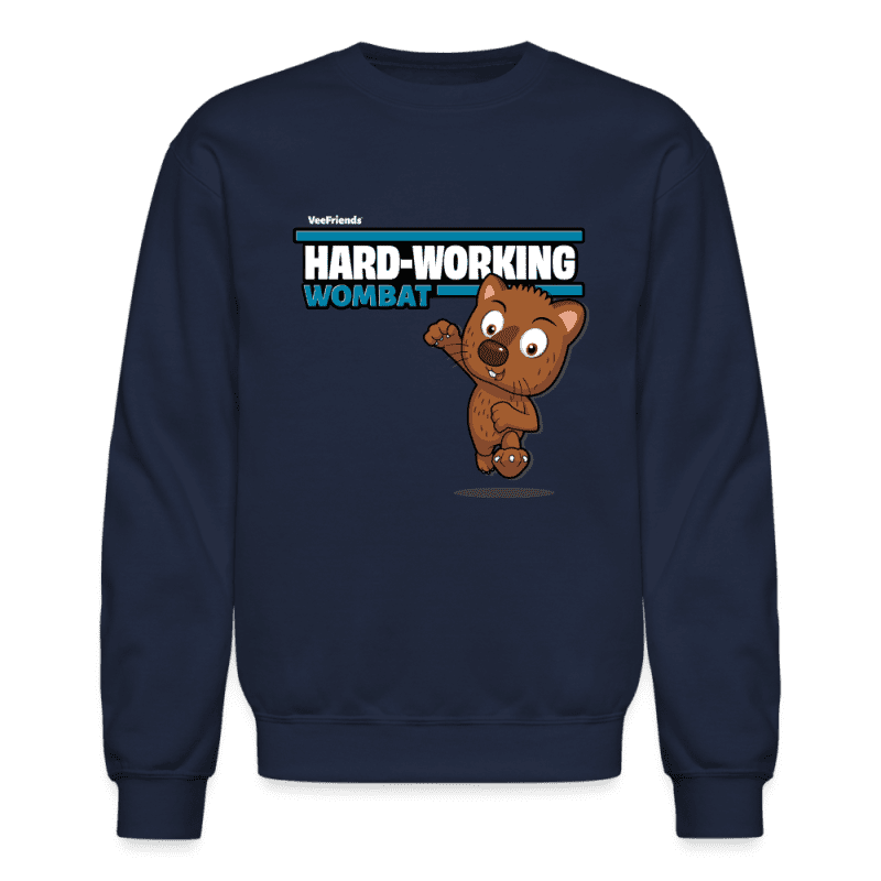 Hard-Working Wombat Character Comfort Adult Crewneck Sweatshirt - navy