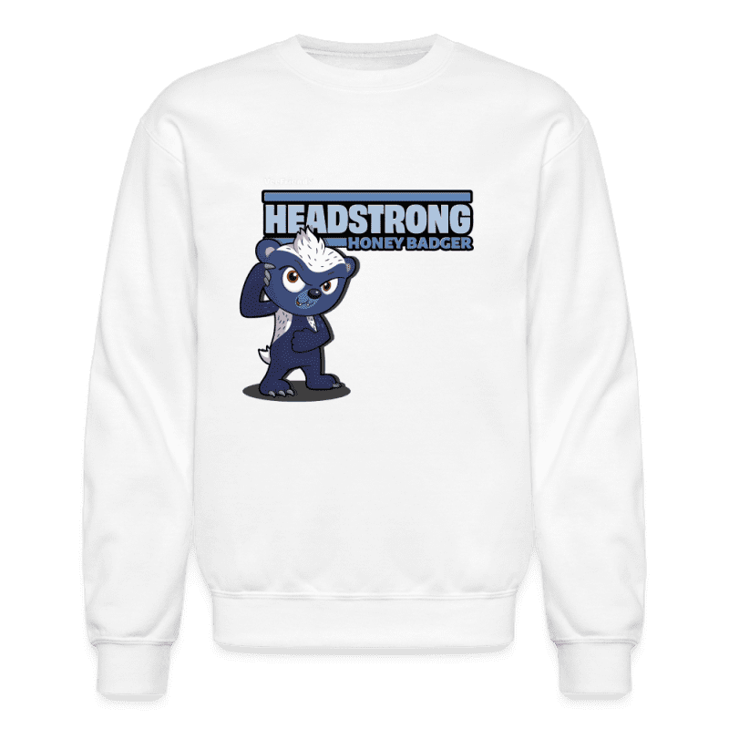 Headstrong Honey Badger Character Comfort Adult Crewneck Sweatshirt - white