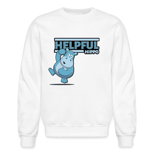 Helpful Hippo Character Comfort Adult Crewneck Sweatshirt - white