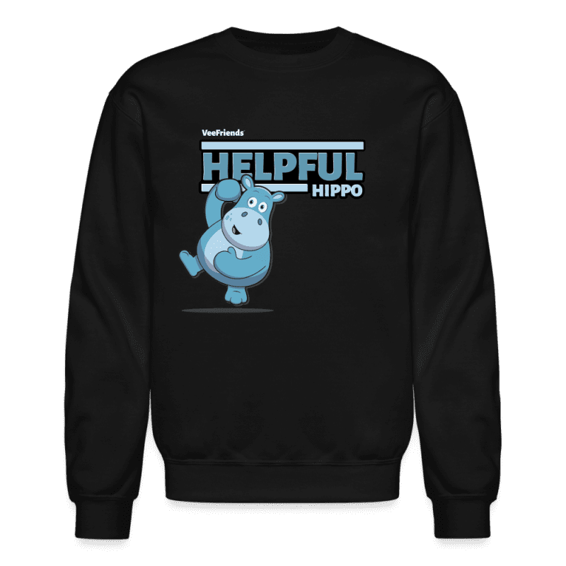 Helpful Hippo Character Comfort Adult Crewneck Sweatshirt - black