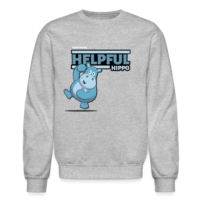 Helpful Hippo Character Comfort Adult Crewneck Sweatshirt - heather gray