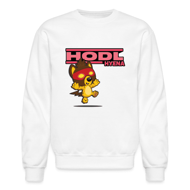 Hodl Hyena Character Comfort Adult Crewneck Sweatshirt - white