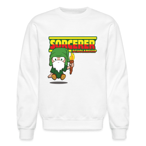 Sorcerer Scholarship Character Comfort Adult Crewneck Sweatshirt - white