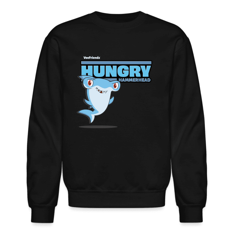 Hungry Hammerhead Character Comfort Adult Crewneck Sweatshirt - black