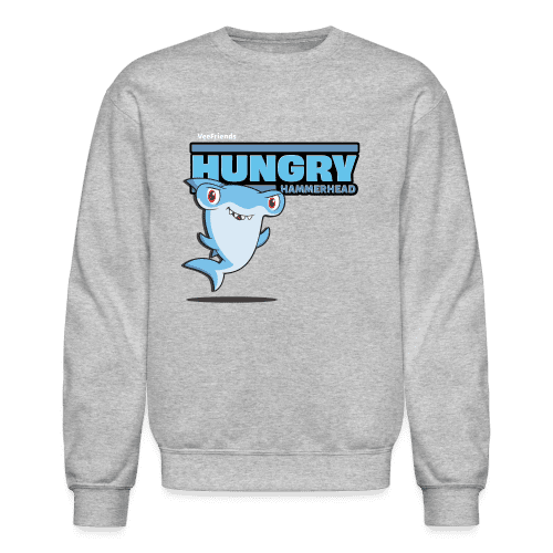 Hungry Hammerhead Character Comfort Adult Crewneck Sweatshirt - heather gray