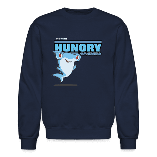 Hungry Hammerhead Character Comfort Adult Crewneck Sweatshirt - navy