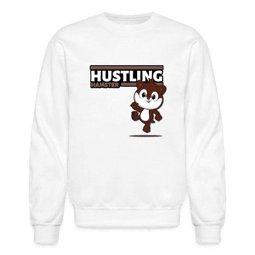 Hustling Hamster Character Comfort Adult Crewneck Sweatshirt - white