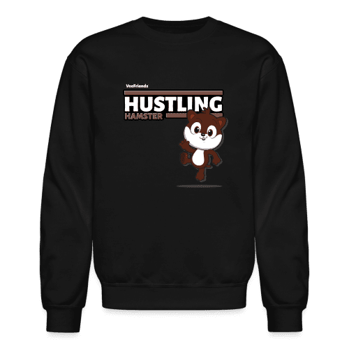 Hustling Hamster Character Comfort Adult Crewneck Sweatshirt - black