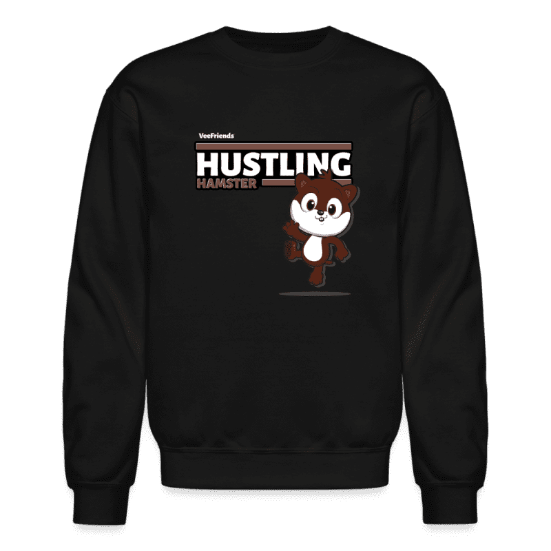 Hustling Hamster Character Comfort Adult Crewneck Sweatshirt - black