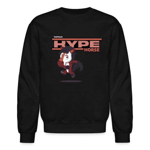 Hype Horse Character Comfort Adult Crewneck Sweatshirt - black