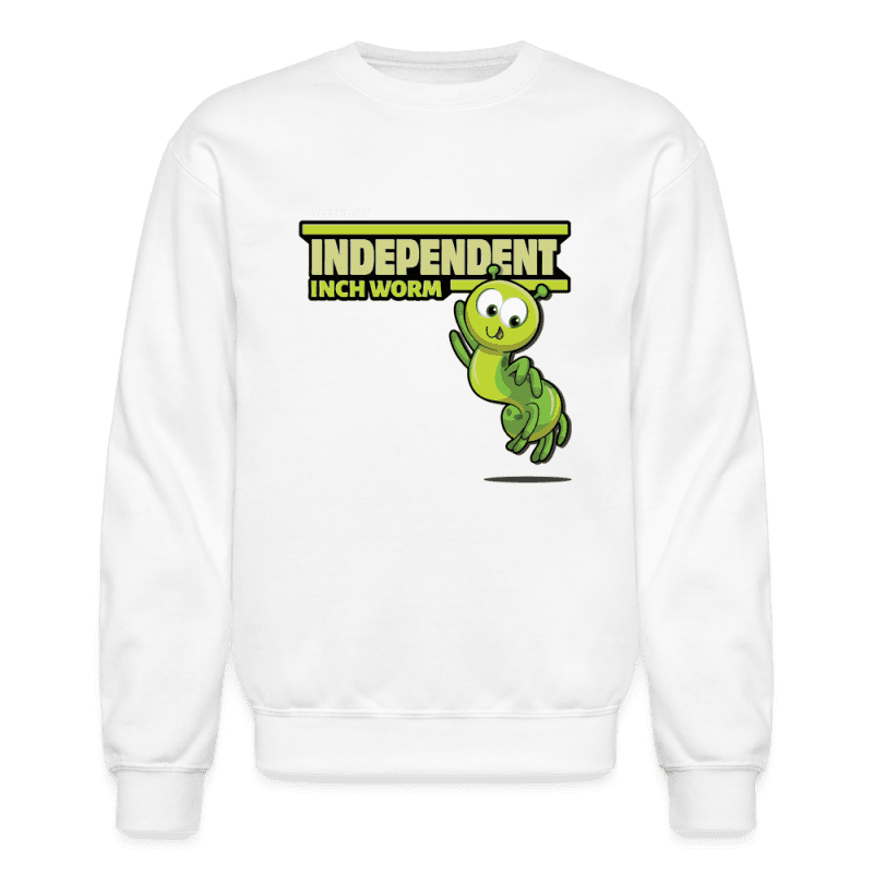 Independent Inch Worm Character Comfort Adult Crewneck Sweatshirt - white