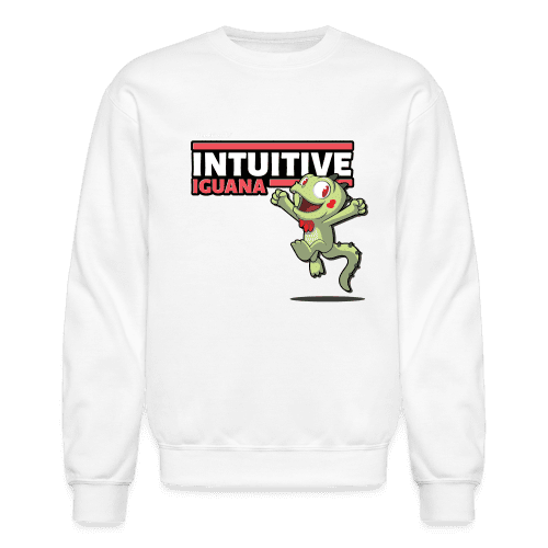 Intuitive Iguana Character Comfort Adult Crewneck Sweatshirt - white