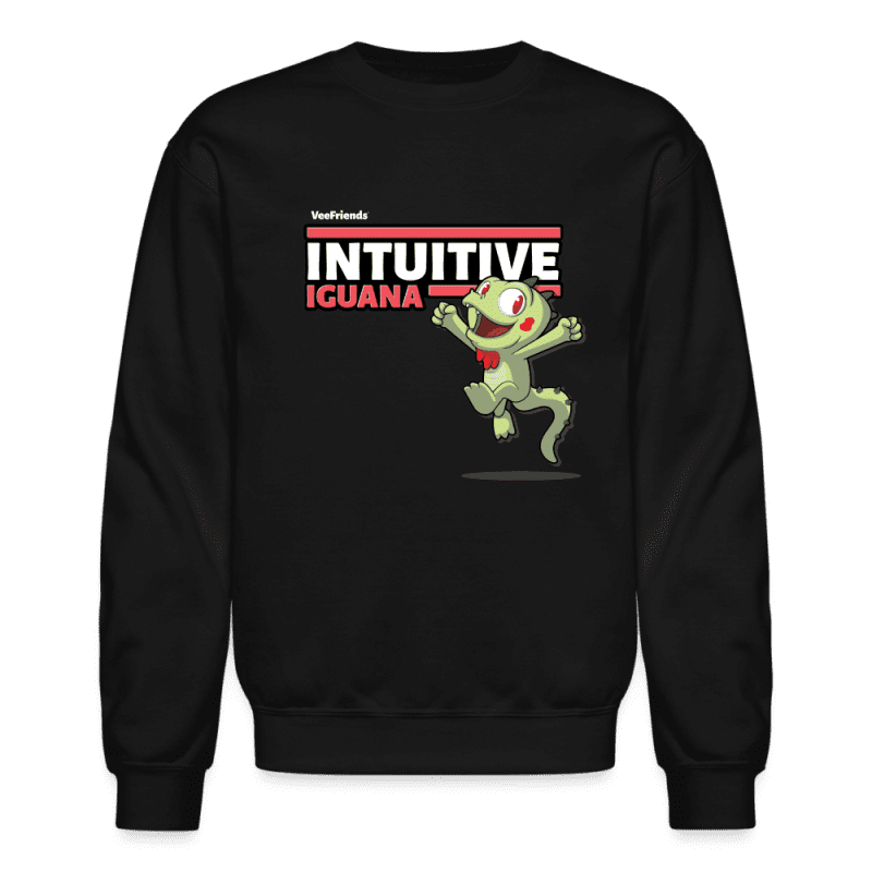 Intuitive Iguana Character Comfort Adult Crewneck Sweatshirt - black