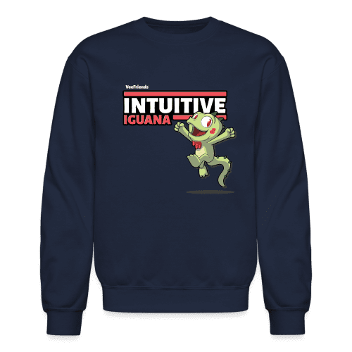 Intuitive Iguana Character Comfort Adult Crewneck Sweatshirt - navy