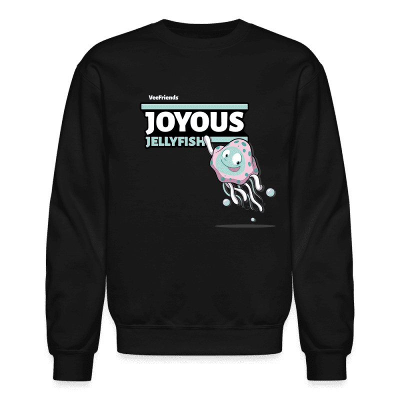 Joyous Jellyfish Character Comfort Adult Crewneck Sweatshirt - black