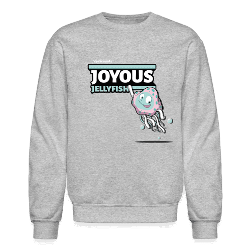 Joyous Jellyfish Character Comfort Adult Crewneck Sweatshirt - heather gray