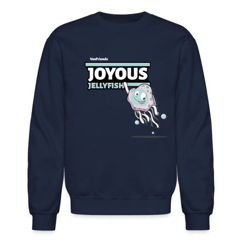 Joyous Jellyfish Character Comfort Adult Crewneck Sweatshirt - navy