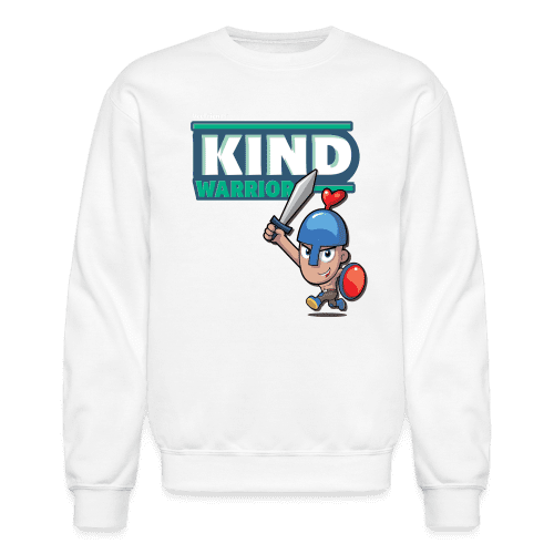 Kind-Warrior Character Comfort Adult Crewneck Sweatshirt - white